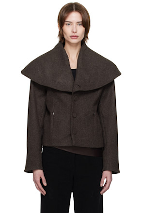 Brown Shoulder Lapel Jacket