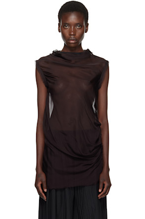 Purple Draped Sleeveless Blouse