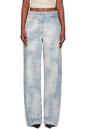Blue Palms Jacquard Loose Jeans