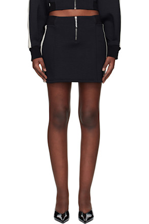 Black Neoprene Track Miniskirt