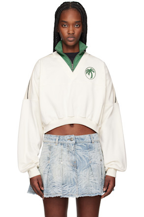 Off-White & Green Oval Palm Sweatshirt