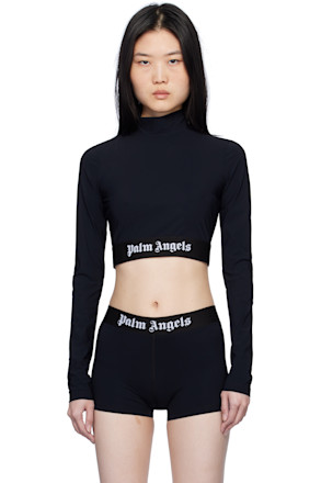 Black Mockneck Logo Sport Top