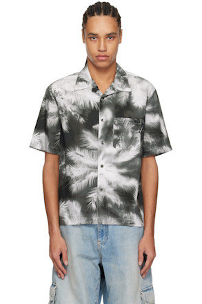 Black & Gray Blueprint Palms Shirt