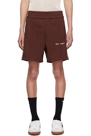 Burgundy Embroidered Logo Track Shorts