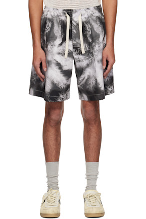 Black & White Blueprint Palms Shorts
