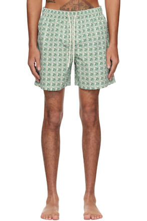 Green & Off-White 'PA' Diamond Swim Shorts