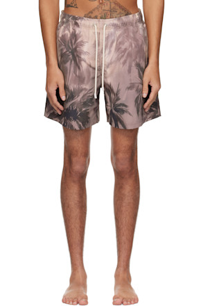 Taupe Sunset Palm Swim Shorts