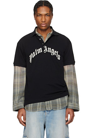 Black Curved Logo Polo