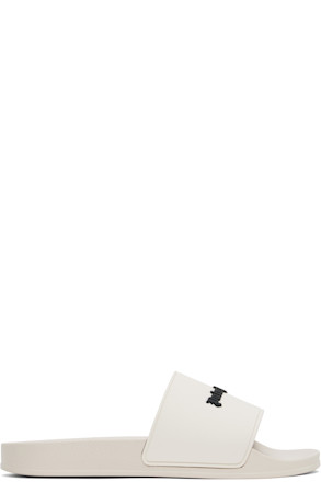 Beige Logo Pool Slides