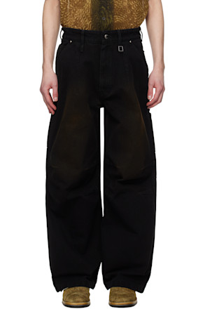 Black 3D Wide Jeans