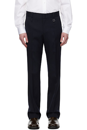 Navy Slim Straight Trousers