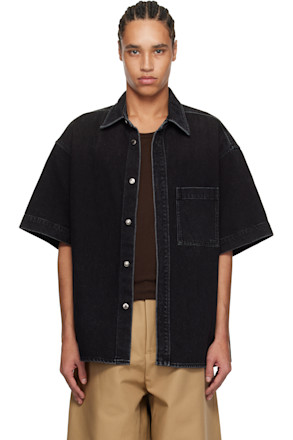 Black Palm Tree Denim Shirt