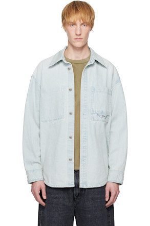 Blue Flower Back Logo Denim Shirt