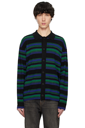 Navy & Green Stripe Cardigan