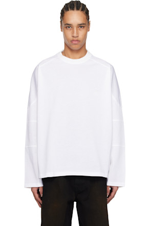 White Shoulder Cut Long Sleeve T-shirt