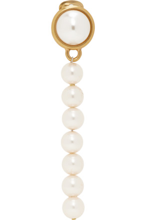 Gold & White Faux-Pearl Single Earring