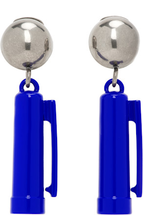 Silver & Blue Charm Earrings