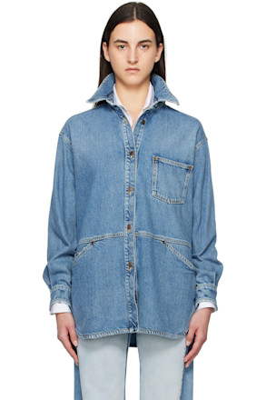 Blue Laurel Crown Emblem Denim Shirt