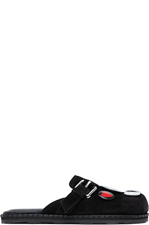 Black Cow Suede Sporty Mules
