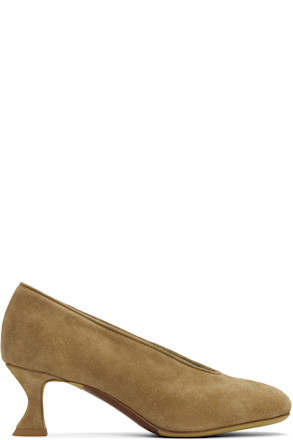 Beige Duck Suede Heels