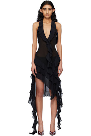 Black Ruffle Midi Dress