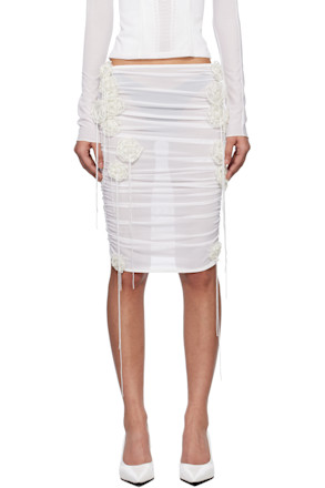 White Skeleton Flower Midi Skirt