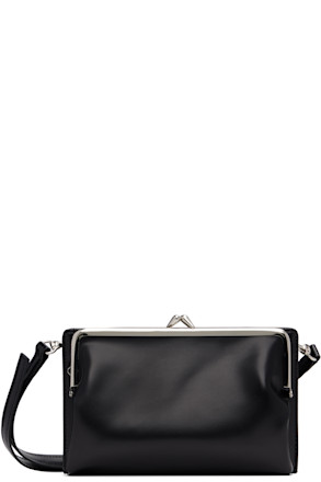 Black Glossy Smooth Metal Clasp Bag