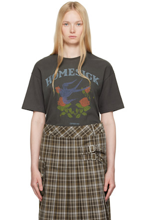 Gray Rose & Swallow T-shirt