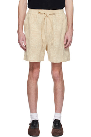 Beige Enzo Embroidered Shorts