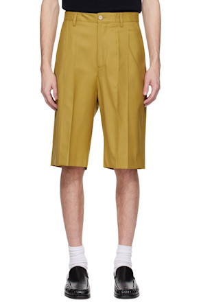 Yellow Ara Deep Pleat Shorts