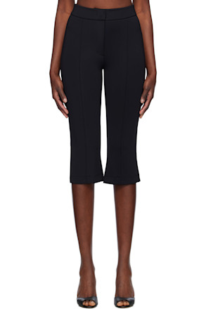 Black Stretch Midi Length Fitted Trousers