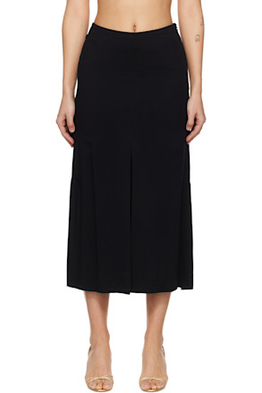 Black Front Slit Midi Skirt