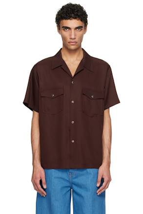 Burgundy Camp Collar Western Club Shirt
