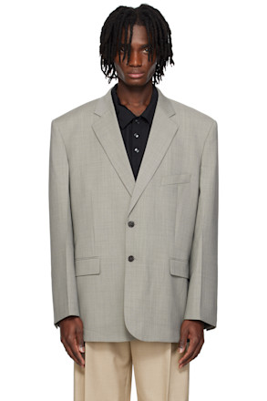 Gray Oversize Single Breasted Blazer