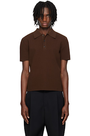 Brown Compact Knit Classic Polo