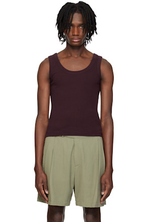 Burgundy Scoop Neck Jersey Tank Top