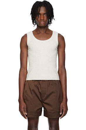 Gray Scoop Neck Jersey Tank Top