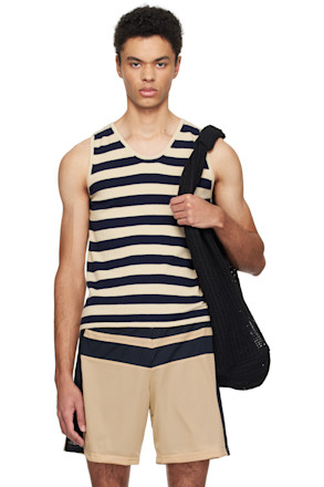 Beige & Navy Leo Tank Top
