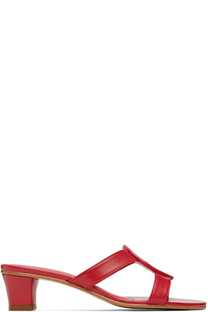 Red Medalia Heeled Sandals