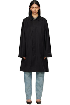 Black Nylon Wool Car Coat