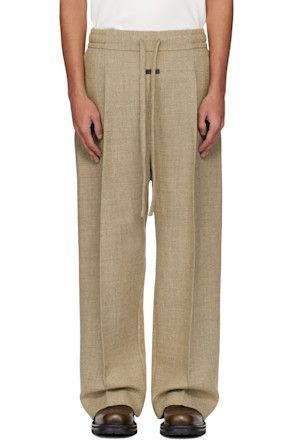 Taupe Drawstring Wide Leg Trousers