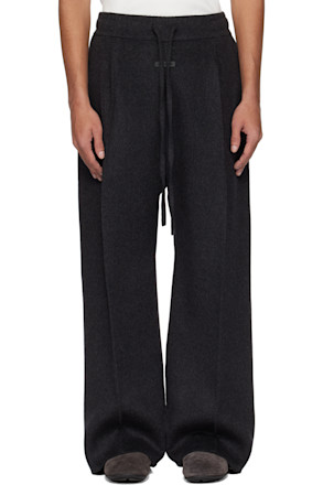 Gray Drawstring Wide Leg Trousers