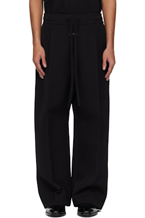 Black Drawstring Wide Leg Trousers