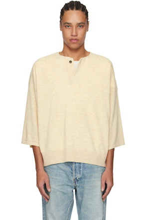 Beige Fine Knit Henley