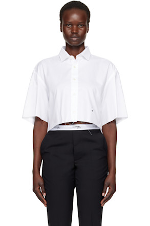 White Oversized Cropped Shirt