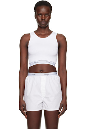 White Logo Cropped Tank Top