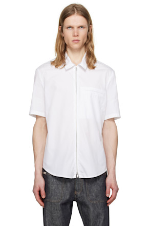 White Zipped Poplin Shirt