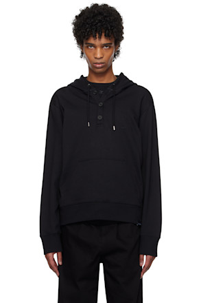 Black Buttoned Hoodie