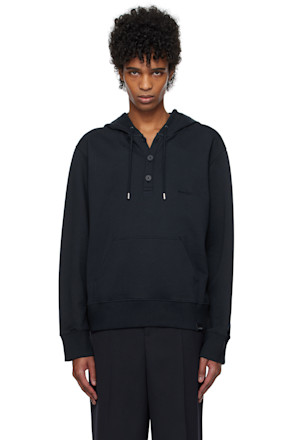 Navy Buttoned Hoodie