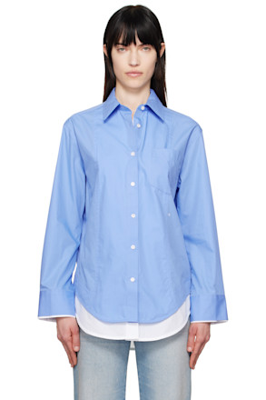 Blue & White Relaxed Double-Layer Shirt